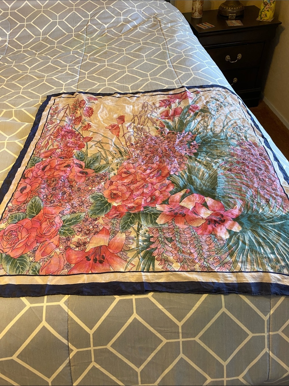 Set of 3 scarfs - Pink Floral Garden Throw scarf, pink and fruit